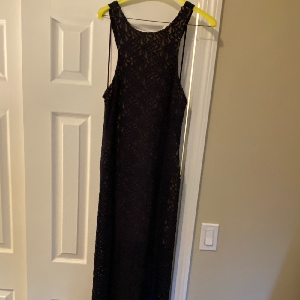 Navy blue crochet size 6 Free People floor length dress